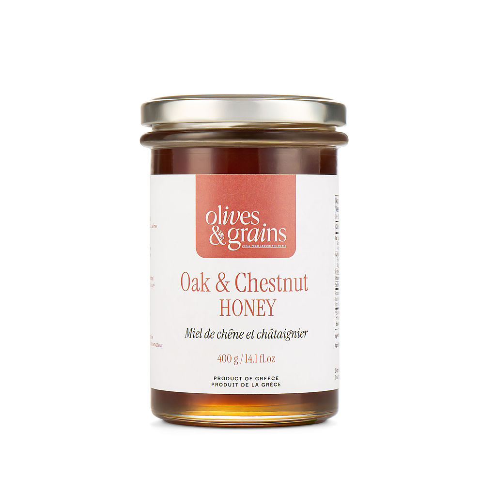 A jar of raw oak & chestnut honey